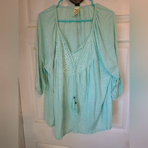 Faded Glory Woman's Blouse,  Size: 2X Color: Green